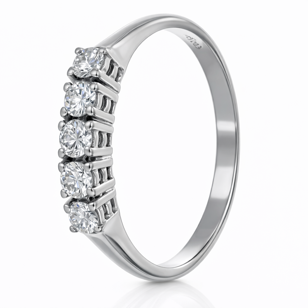 Anello - 18 carati Oro bianco - 0.2ct. tw. Diamante (Naturale)