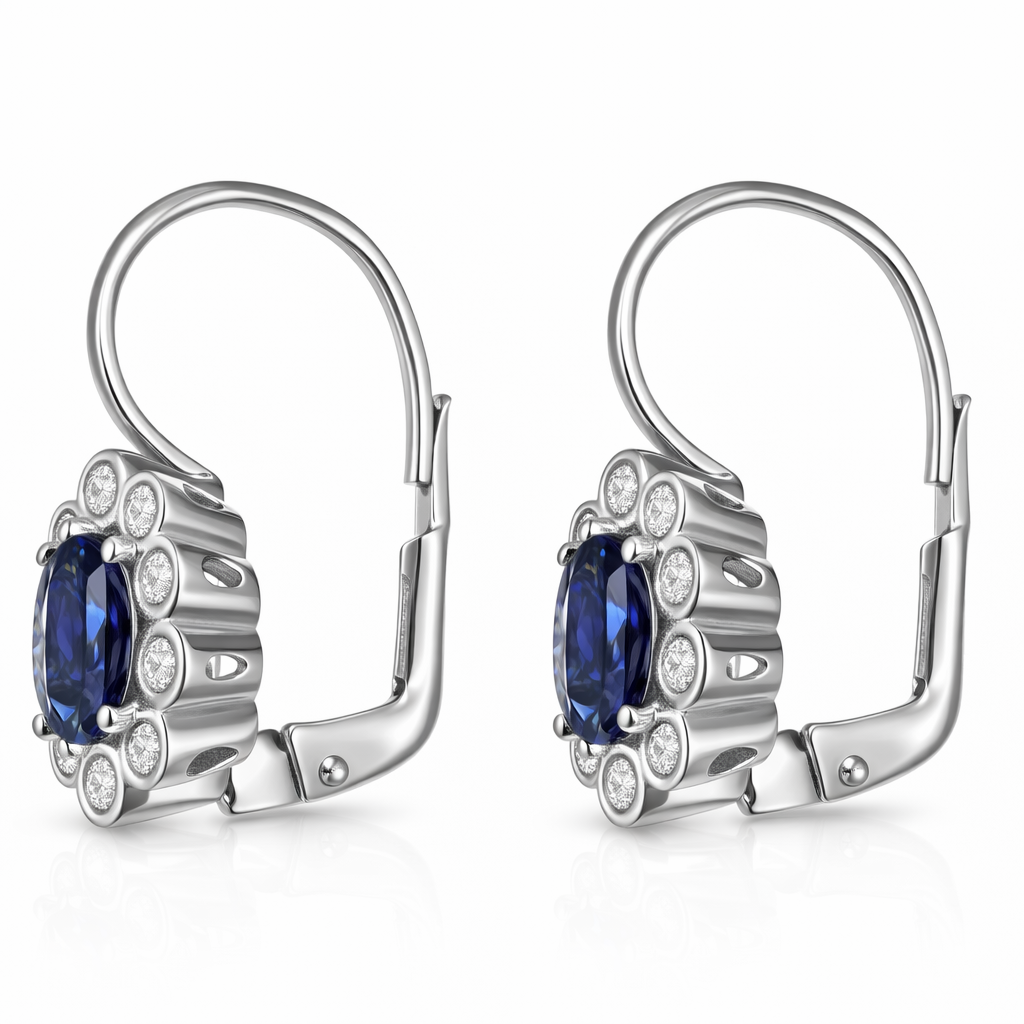 Orecchini - 18 carati Oro bianco - 1.79ct. tw. Zaffiro - Diamante