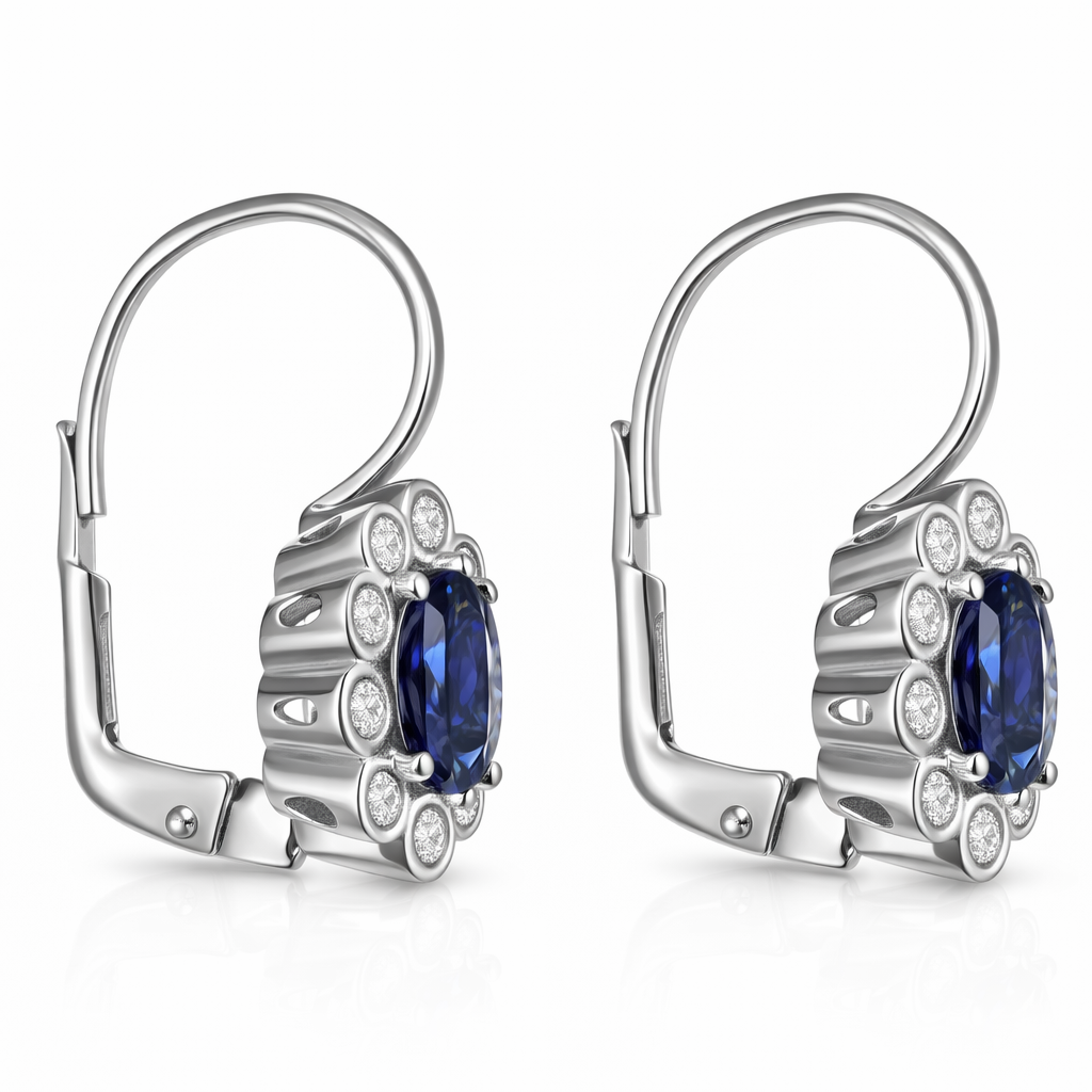 Orecchini - 18 carati Oro bianco - 1.79ct. tw. Zaffiro - Diamante