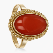 Anello - 18 carati Oro giallo Corallo
