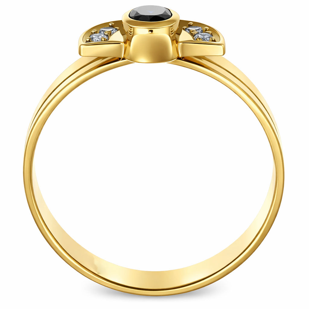 Anello - 18 carati Oro giallo - 0.32ct. tw. Zaffiro - Diamante