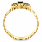 Anello - 18 carati Oro giallo - 0.32ct. tw. Zaffiro - Diamante