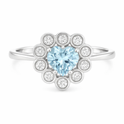 Anello - 18 carati Oro bianco - 0.77ct. tw. Acquamarina - Diamante