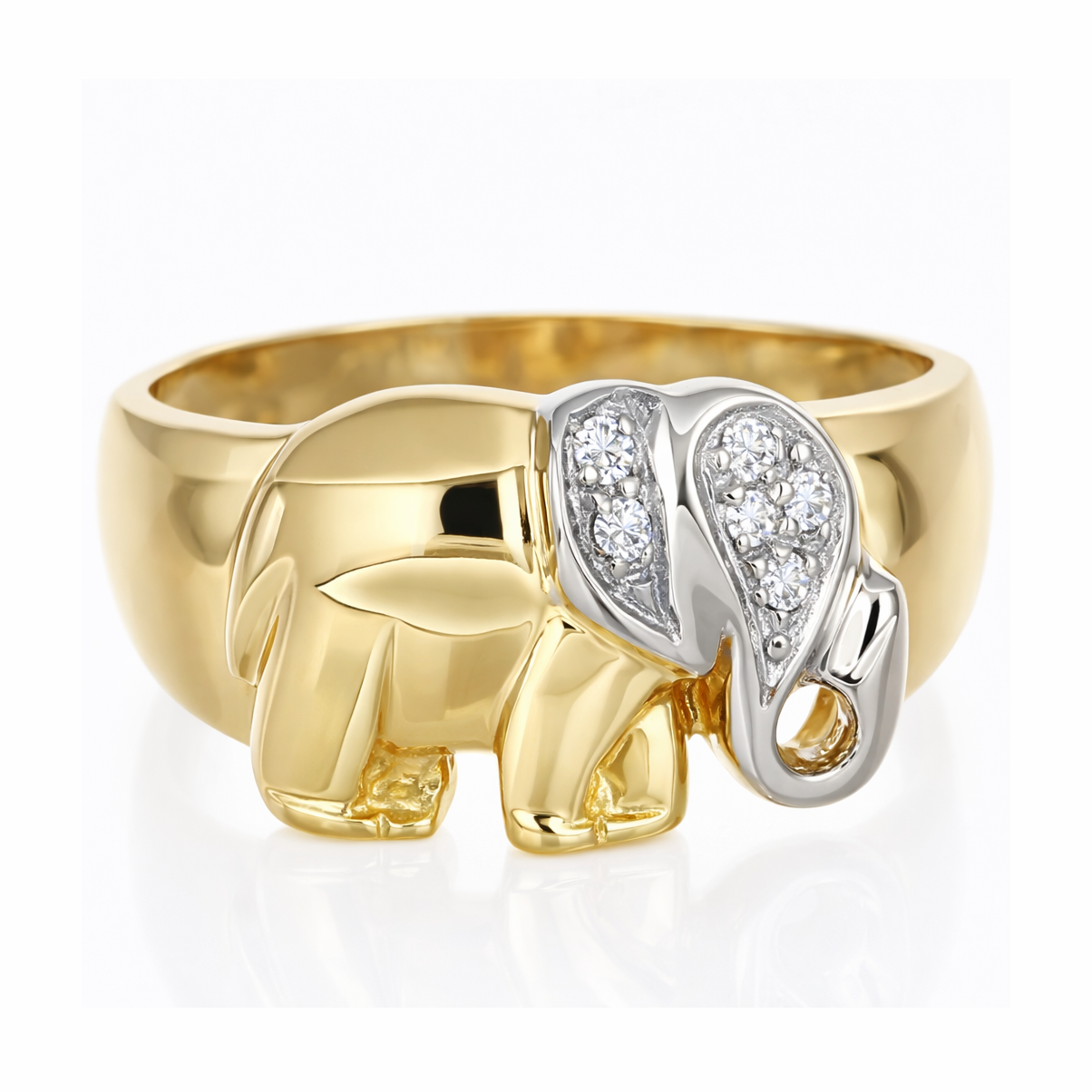 Anello - 18 carati Oro giallo, Oro bianco Diamante (Naturale)