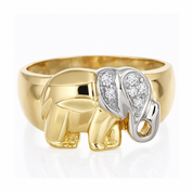 Anello - 18 carati Oro giallo, Oro bianco Diamante (Naturale)