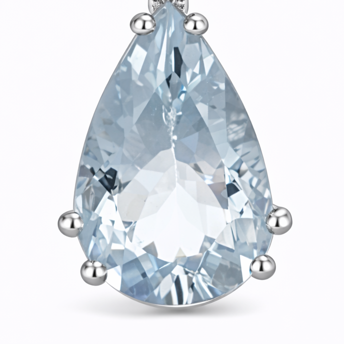 Collana con ciondolo - 18 carati Oro bianco - 1.98ct. tw. Acquamarina - Diamante