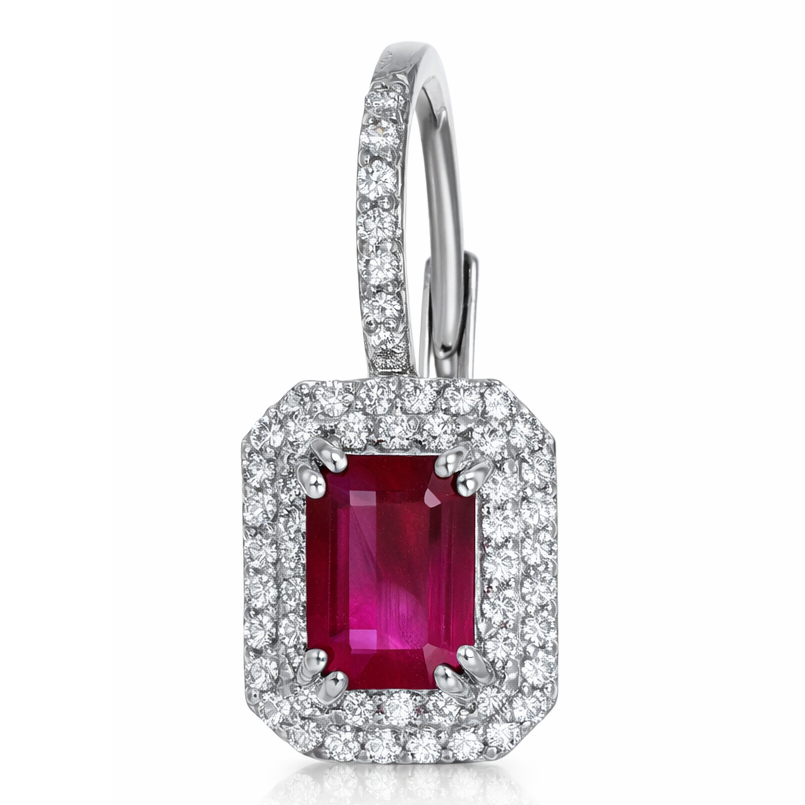 Orecchini - 18 carati Oro bianco - 2.72ct. tw. Rubino - Diamante