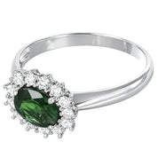 Anello - 18 carati Oro bianco - 1.27ct. tw. Tormalina - Diamante
