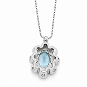 Collana con ciondolo - 18 carati Oro bianco- 0.84ct. tw. Acquamarina - Diamante - Made in Italy - HandMade