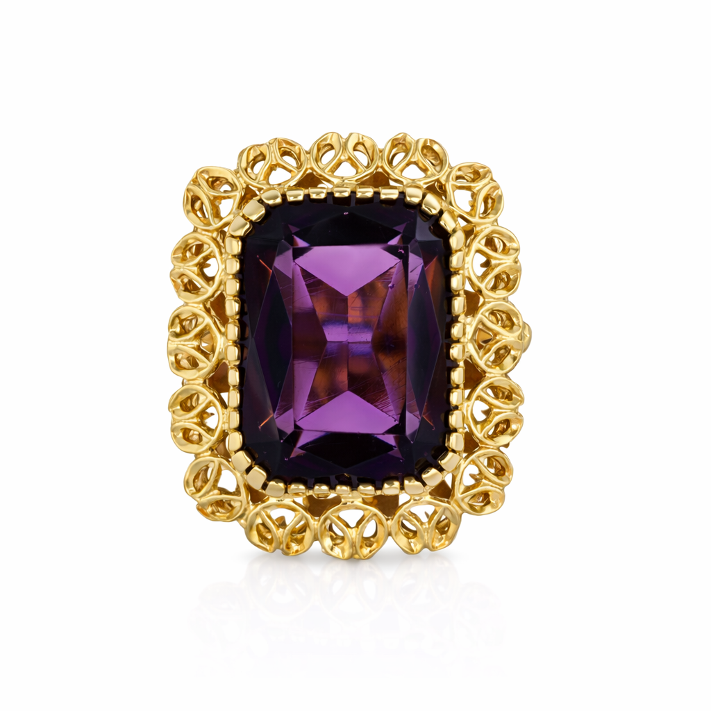 Anello - 18 carati Oro giallo - 12.00ct. tw. Ametista