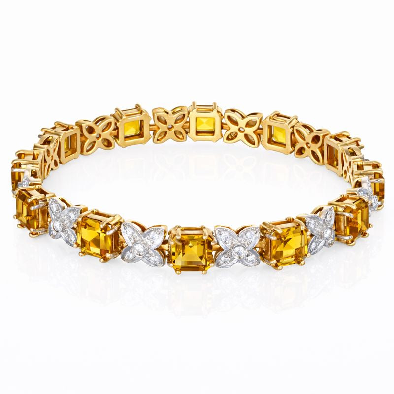 Bracciale - 14 carati Oro bianco, Oro giallo - 1.80ct. tw. Diamante (Naturale) - Quarzo citrino