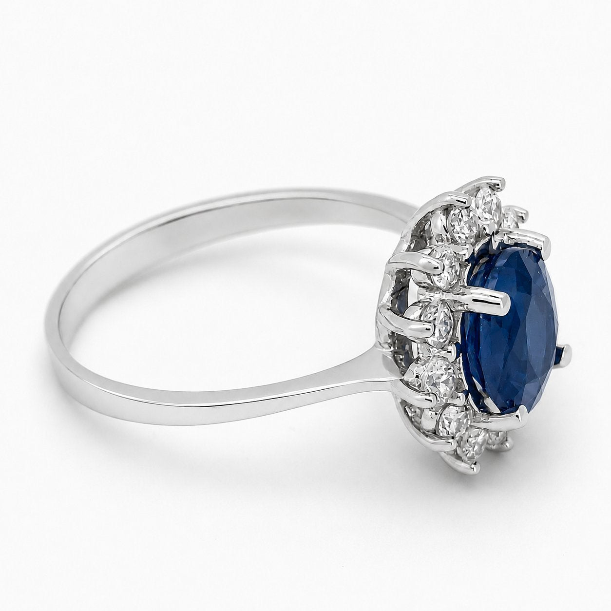 Anello - 14 carati Oro bianco - 2.32ct. tw. Zaffiro - Diamante - Made in Italy - Handmade
