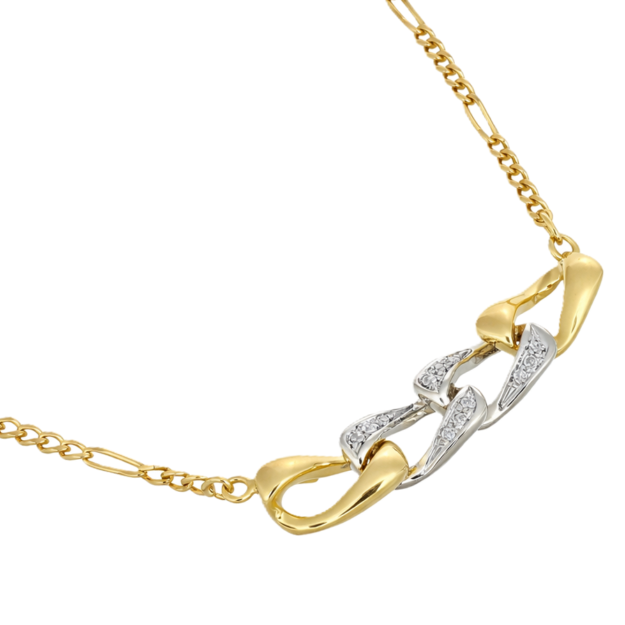 Collana - 18 carati Oro bianco, Oro giallo - 0.12ct. tw. Diamante (Naturale)