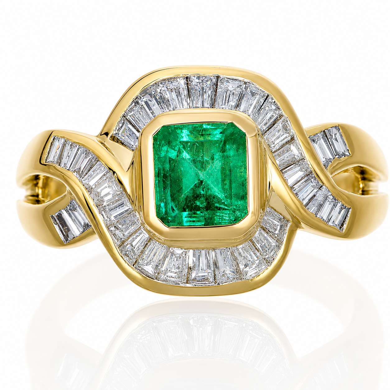 Anello - 18 carati Oro giallo- 2.80ct. tw. Smeraldo - Diamante - Made in Italy - Handmade