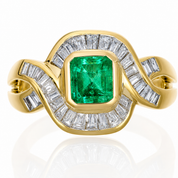 Anello - 18 carati Oro giallo- 2.80ct. tw. Smeraldo - Diamante - Made in Italy - Handmade