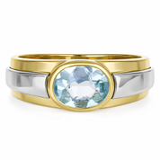 Anello - 18 carati Oro giallo, Oro bianco - 1.25ct. tw. Acquamarina