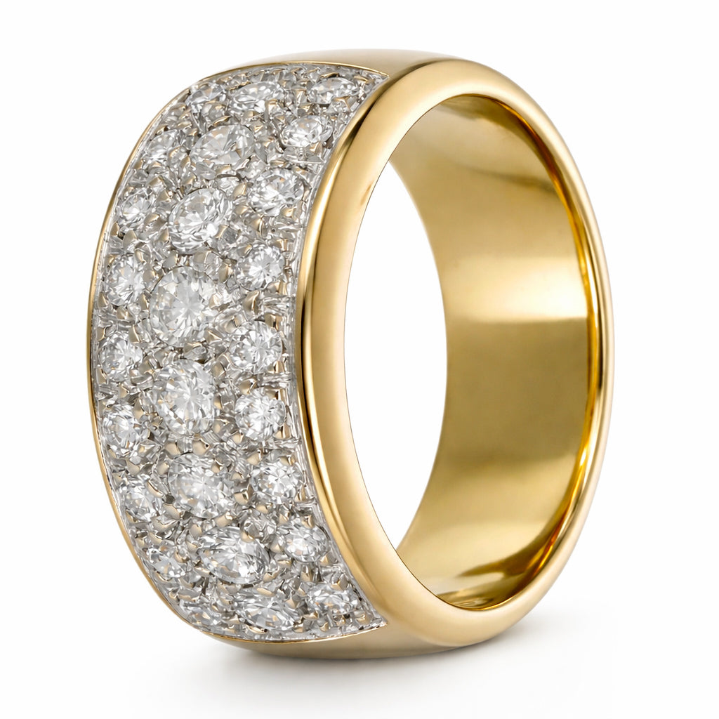 Anello - 18 carati Oro giallo, Oro bianco Diamante (Naturale) - Diamante