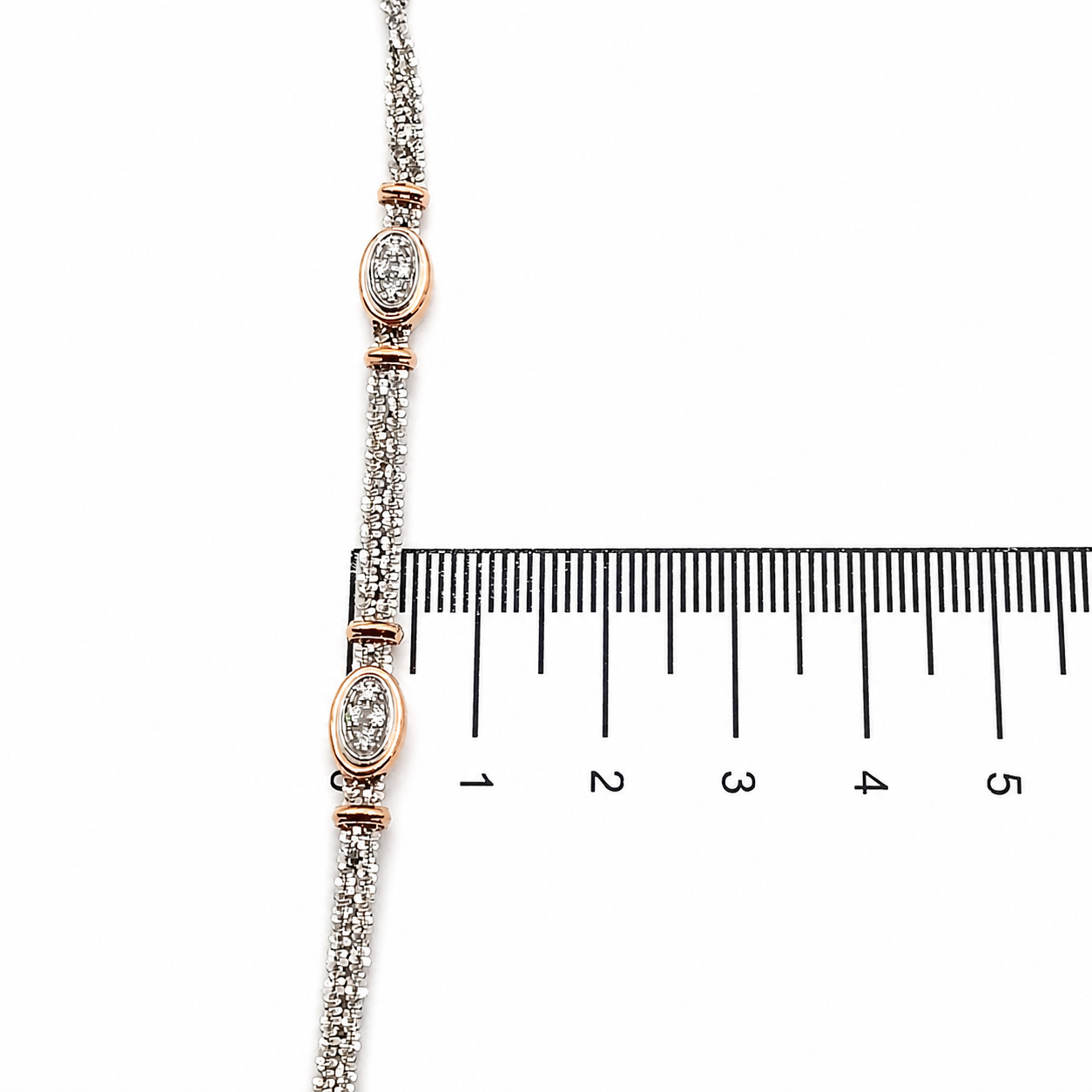 Bracciale - 18 carati Oro bianco, Oro giallo - 0.12ct. tw. Diamante (Naturale) - Made in Italy - Handmade