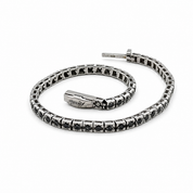 Bracciale - 18 carati Oro bianco Onice - Diamante - Made in Italy - Handmade