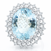 Anello - 18 carati Oro bianco - 16.22ct. tw. Acquamarina - Diamante