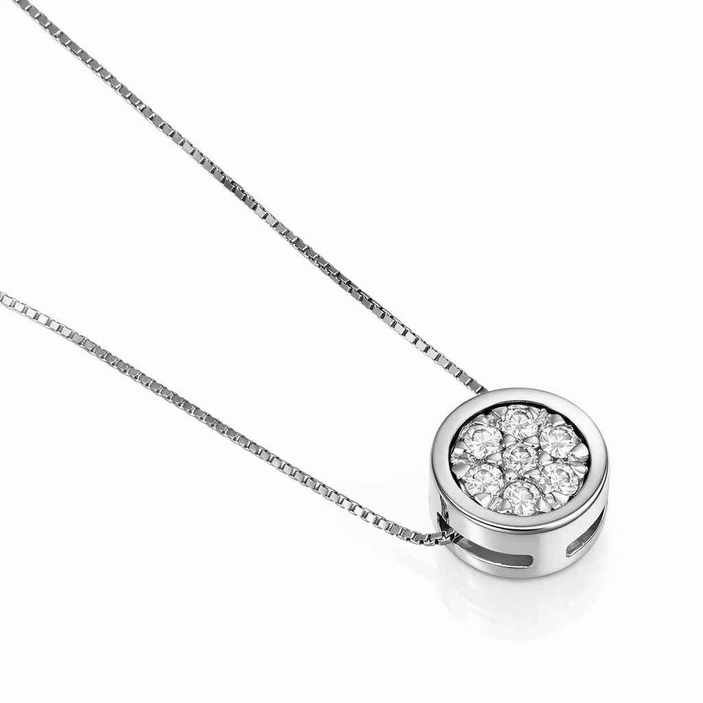 Collana con ciondolo - 18 carati Oro bianco Diamante (Naturale)