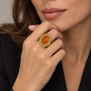 Anello - 18 carati Oro giallo - 3.00ct. tw. Ambra - Made in Italy - HandMade