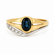 Anello - 18 carati Oro giallo, Oro bianco - 0.86ct. tw. Zaffiro - Diamante - Made in Italy - Handmade