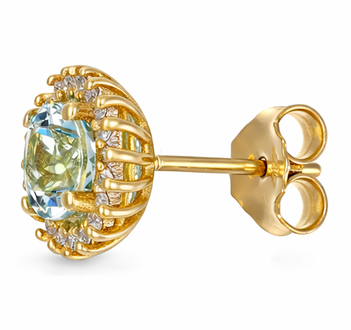 Orecchini - 18 carati Oro giallo - 1.79ct. tw. Acquamarina - Diamante