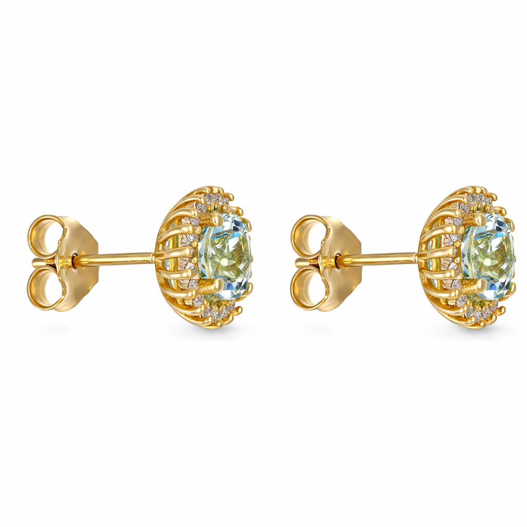 Orecchini - 18 carati Oro giallo - 1.79ct. tw. Acquamarina - Diamante