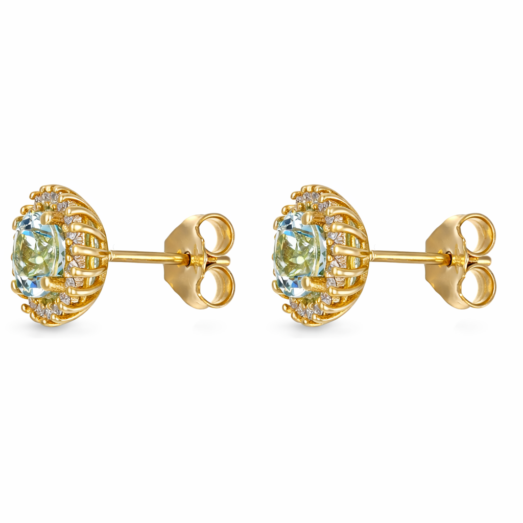 Orecchini - 18 carati Oro giallo - 1.79ct. tw. Acquamarina - Diamante