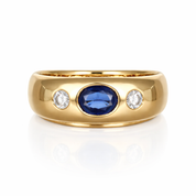 Anello - 18 carati Oro giallo - 0.77ct. tw. Zaffiro - Diamante