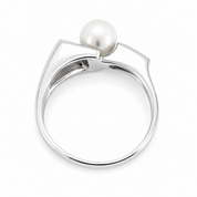 Anello - 18 carati Oro bianco - 0.09ct. tw. Diamante (Naturale) - Perla - Made in Italy - Handmade