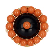 Anello - 18 carati Oro giallo, Ambra Corallo