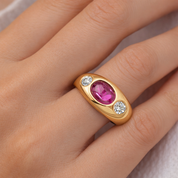 Anello - 18 carati Oro giallo - 0.97ct. tw. Rubino - Diamante