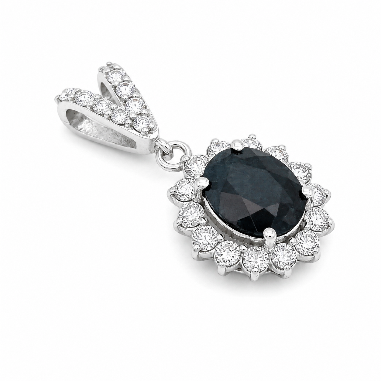 Ciondolo - 14 carati Oro bianco - 2.32ct. tw. Zaffiro - Diamante - Handmade - Made in Italy