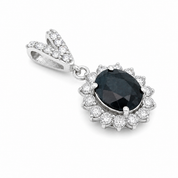 Ciondolo - 14 carati Oro bianco - 2.32ct. tw. Zaffiro - Diamante - Handmade - Made in Italy