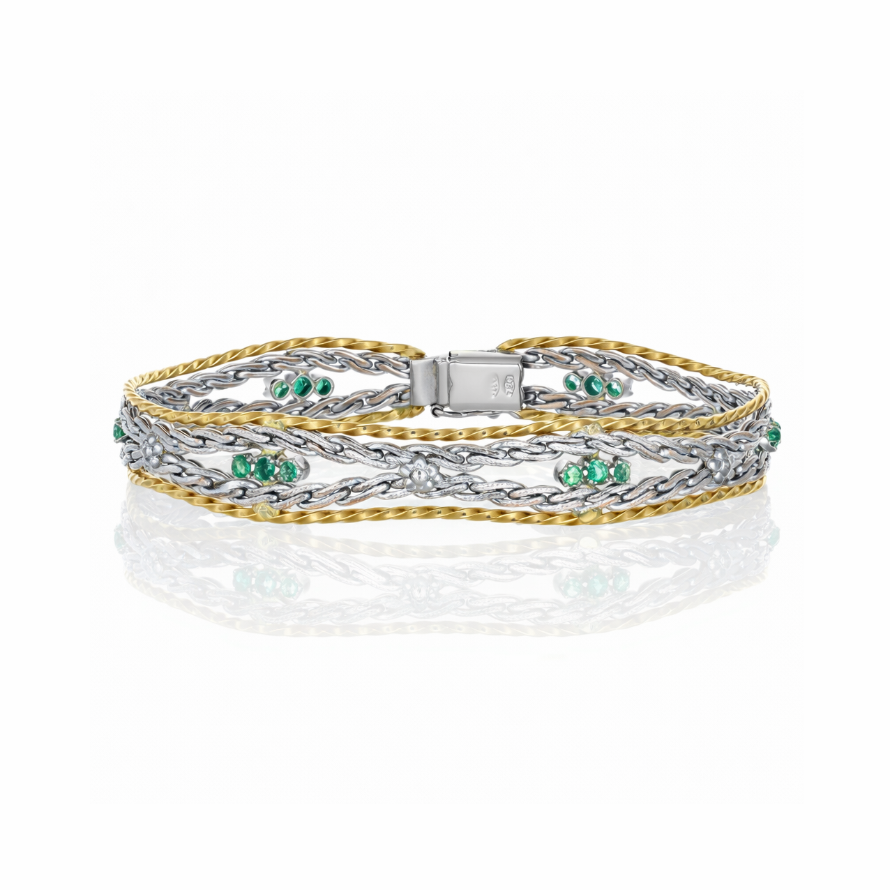 Bracciale - 18 carati Oro giallo, Oro bianco - 0.72ct. tw. Smeraldo