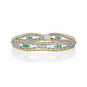 Bracciale - 18 carati Oro giallo, Oro bianco - 0.72ct. tw. Smeraldo