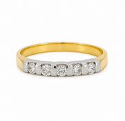 Anello - 18 carati Oro bianco, Oro giallo - 0.125ct. tw. Diamante (Naturale) - Made in Italy - Handmade
