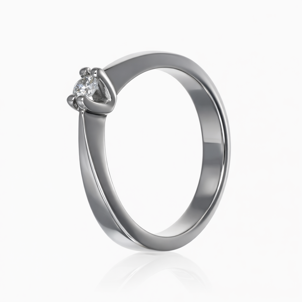 Anello - 18 carati Oro bianco - 0.10ct. tw. Diamante (Naturale)