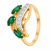 Anello - 14 carati Oro bianco, Oro giallo - 0.61ct. tw. Smeraldo - Diamante