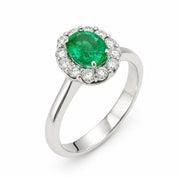 Anello - 18 carati Oro bianco - 1.15ct. tw. Smeraldo - Diamante - Made in Italy - Handmade