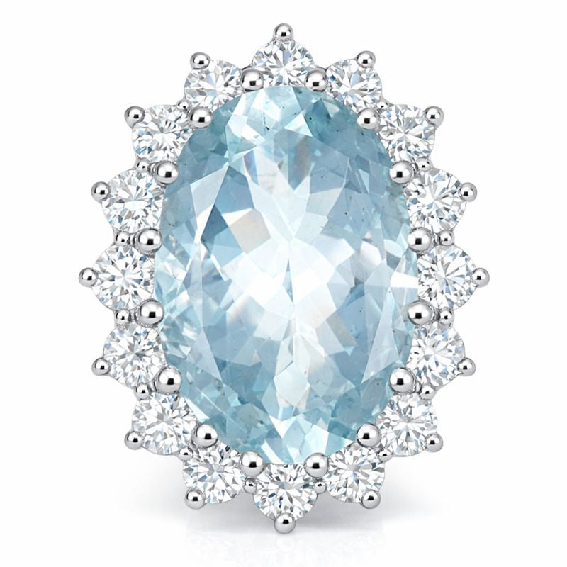 Orecchini - 18 carati Oro bianco - 10.80ct. tw. Acquamarina - Diamante