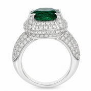 Anello - 18 carati Oro bianco - 6.30ct. tw. Smeraldo - Diamante