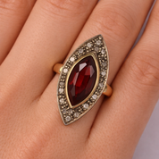 14 carati Oro giallo, Argento 925 - Anello - Rubino- Diamanti