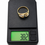 Anello - 18 carati Oro giallo, Oro bianco - 0.32ct. tw. Zaffiro - Diamante