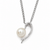 Collana con ciondolo - 18 carati Oro bianco - 0.01ct. tw. Diamante (Naturale) - Perla - Made in Italy - Handmade