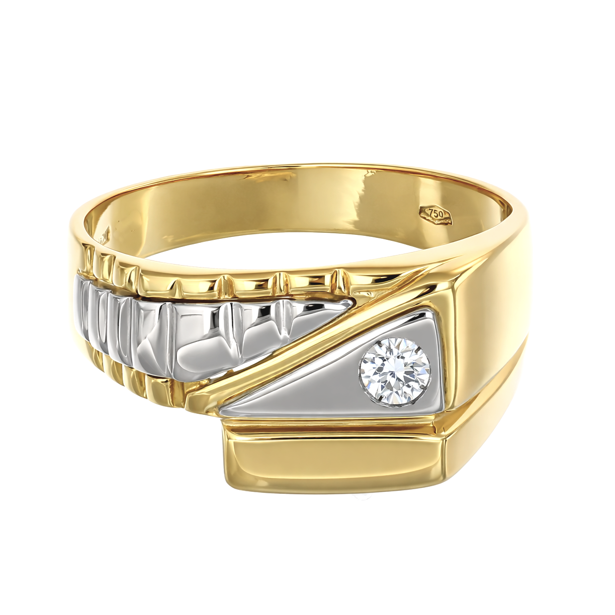 Anello in Oro giallo, Oro bianco 18 carati -Zircone