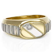 Anello - 18 carati Oro bianco, Oro giallo - 0.025ct. tw. Diamante (Naturale)