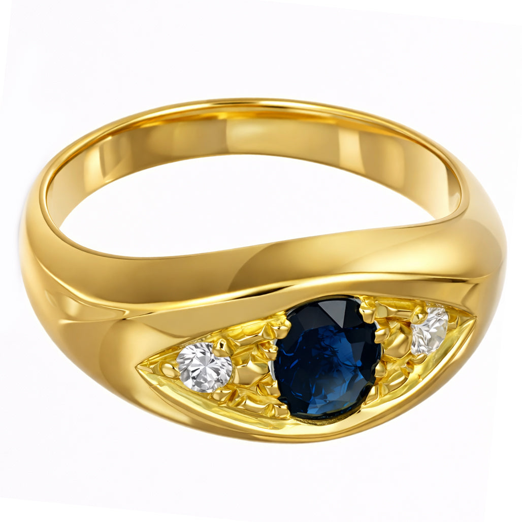 Anello - 18 carati Oro giallo - 0.58ct. tw. Zaffiro - Diamante